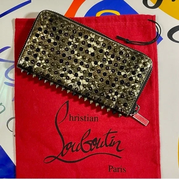 CHRISTIAN LOUBOUTIN Camouflage Black
& Gold Panettone Wallet Spiked, Zippy Camo - Picture 2 of 16